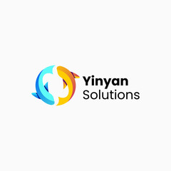 Vector Logo Illustration Fish Gradient Colorful Style