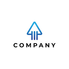 modern arrow up growth blue logo design