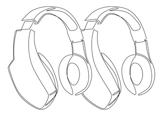 One continuous line of Headset. Thin Line Illustration vector Listen Music, Podcast concept. Contour Drawing Creative ideas.