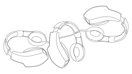 One continuous line of Headset. Thin Line Illustration vector Listen Music, Podcast concept. Contour Drawing Creative ideas.