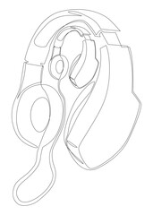 One continuous line of Headset. Thin Line Illustration vector Listen Music, Podcast concept. Contour Drawing Creative ideas.