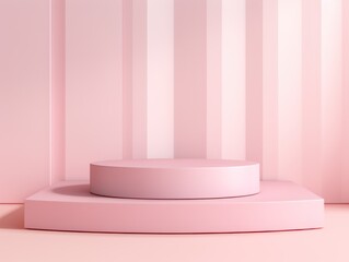 round platform Podium Display Mockup. Minimal mockup for product showcase. Modern promotion. Geometric shape background with empty space. Pastel pink color.3D style imitation.