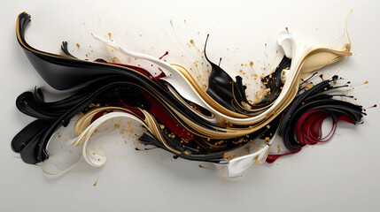 Black, White, Gold, and Burgundy Wavy Artwork Background