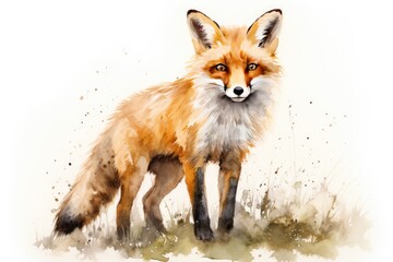 Fototapeta premium watercolor Fox Hand painted Watercolor illustration of Fox