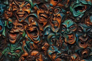 A group of scary monsters with different facial expressions