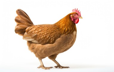 beautiful purebred brown chicken on a white background - Powered by Adobe