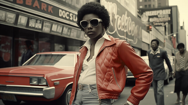 Cool Stylish African American Woman In 1980s New York City