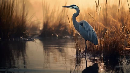 Foto op Plexiglas heron on canvases among the reeds © SavinArt