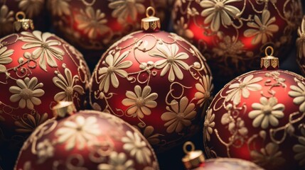 Red and gold Christmas ornaments