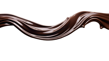 Thick dark chocolate liquid flowing with a curve isolated - obrazy, fototapety, plakaty