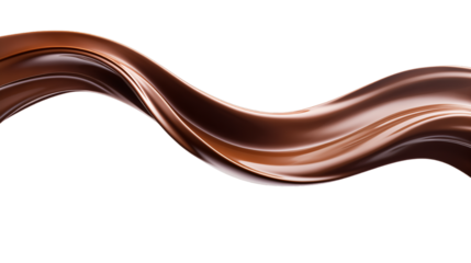 Brown silky smooth dark chocolate liquid flow isolated