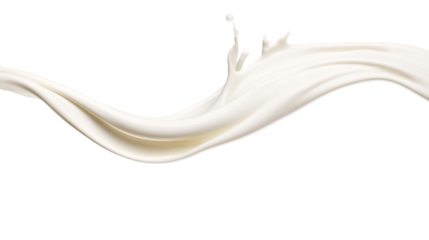 Whole milk splash motion in a curve transparent