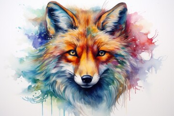 Fototapeta premium watercolor Fox Hand painted Watercolor illustration of Fox