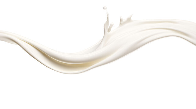 Whole milk splash motion in a curve transparent