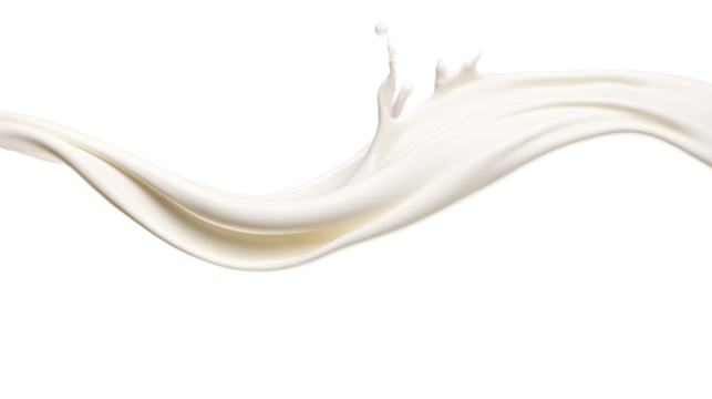 Whole milk splash motion in a curve transparent