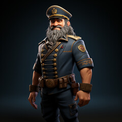 Naklejka premium 3D cartoon of a captain