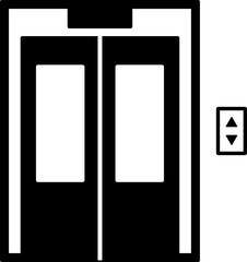 シンプルなモノクロのエレベーターのイラスト