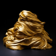 Pile of gold colored clay or other material. Golden poop isolated on black. AI-generated