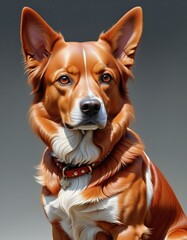 Portrait of a beautiful red and white Welsh Corgi dog