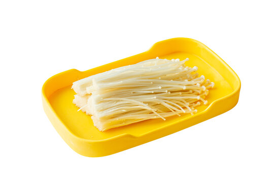 Golden needle mushrooms for grilling shabu in Japanese style. Golden needle mushrooms are placed on a food condo. Pictures for designing food menus