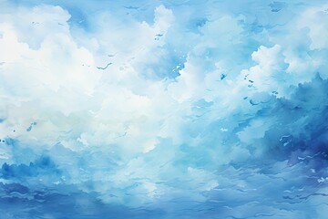 Fototapeta na wymiar Fond ciel bleu en aquarelle