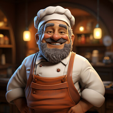 3D cartoon of a chef