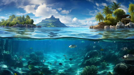 Fototapeta na wymiar tropical paradise island HD 8K wallpaper Stock Photographic Image 