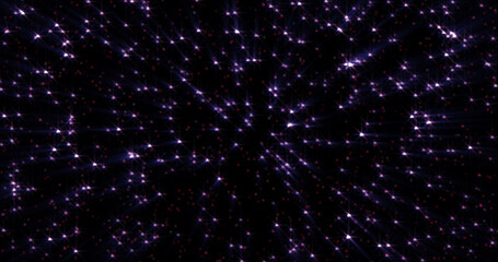 Abstract cosmic background of energetic bright glowing magical stars on a dark sky background