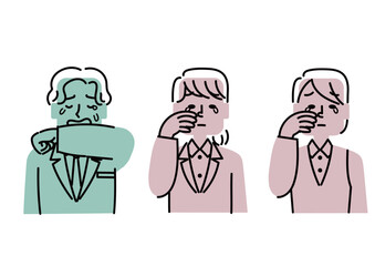 泣いているビジネスマンのイラストセット