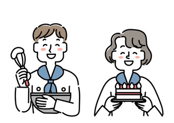 パティシエのシンプルなイラストセット