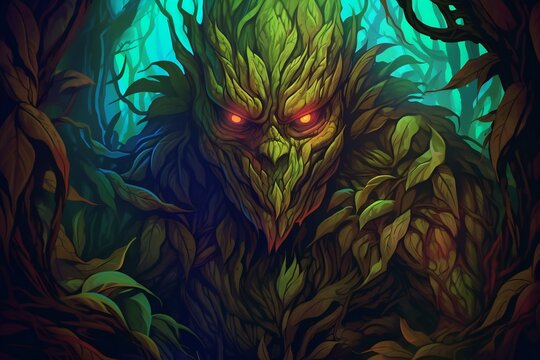 Zombie monster in the forest,  Fantasy illustration,  Digital painting