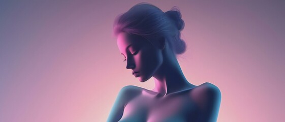 Illustration of a beautiful woman with a pink background