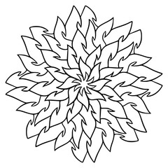 black and white flower isolated, Decoration ornamental Element