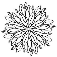 black and white flower isolated, Decoration ornamental Element
