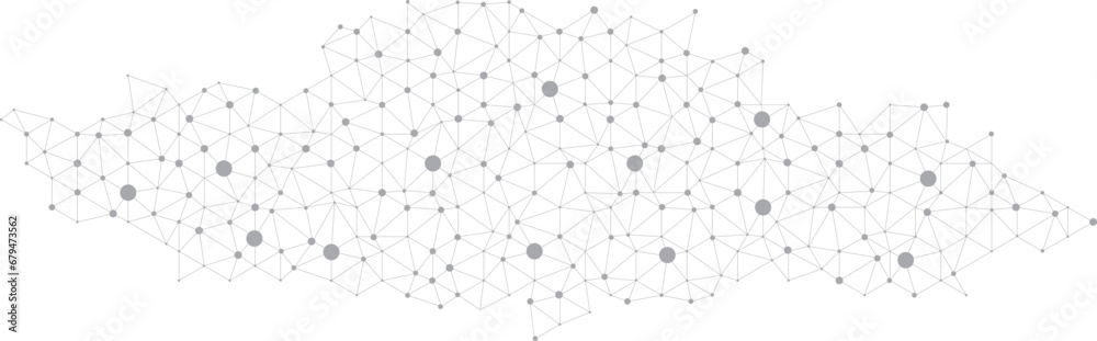Poster white global network communication banner. network connection with lines and dots