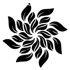 black and white flower isolated, Decoration ornamental Element