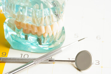 Fototapeta na wymiar Dental appointment reminder in calendar, healthy teeth, dental health care.