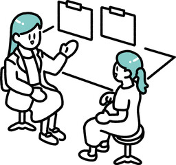 妊婦に説明をする医者のイラスト素材
