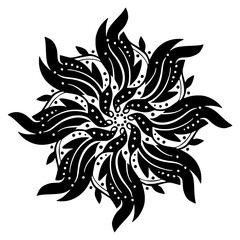 black and white flower isolated, Decoration ornamental Element