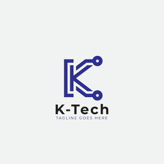 Letter K plus tech logo design