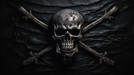 Black Pirate flag with skull and bones