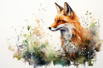 watercolor Fox Hand painted Watercolor illustration of Fox