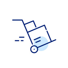 Stack of parcel boxes on warehouse cart. Pixel perfect, editable stroke icon