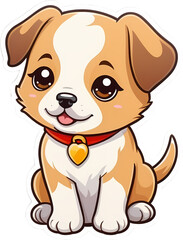 Adorable Cartoon Puppy Sitting on a Transparent Background, Ideal for Children's Print on Demand Products, Engaging and Friendly Pet Illustration Perfect for Kids' Merchandise