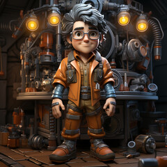 3D cartoon of a machinist