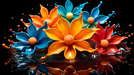 flowers in water HD 8K wallpaper Stock Photographic Image 