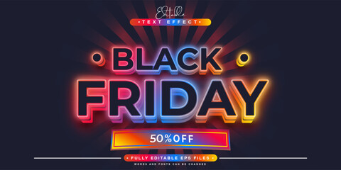 editable neon black friday text effect.typhography logo