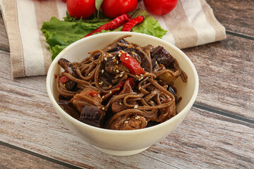 Udon soba with pork and vegetables