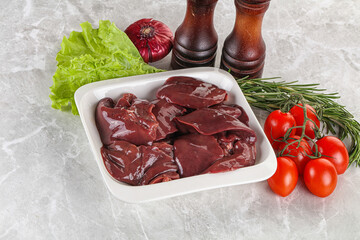 Raw turkey liver in a bowl ready for cooking