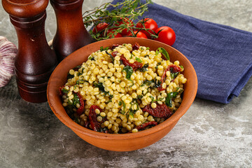 Vegetarian Pasta ptitim with vegetables